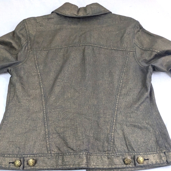 Chico's Shimmer Gold Stretchy Jean Jacket Size 1 (M/L).  Bag 5 - Picture 8 of 10
